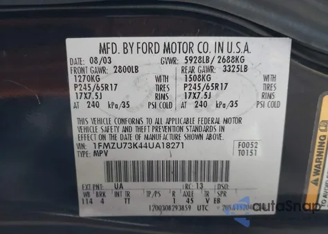 2004 Ford Explorer Nbx/Xlt z USA, uszkodzony, nr VIN 1FMZU73K44UA18271